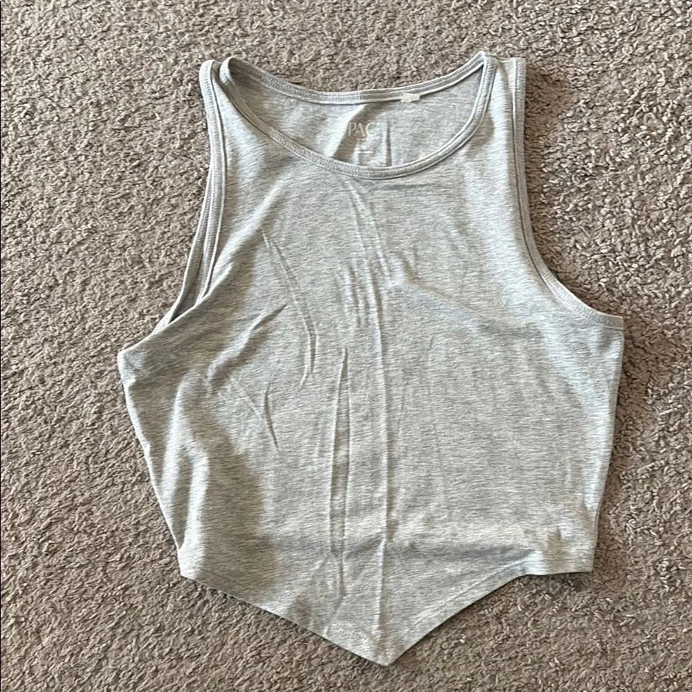 PacSun Gray Asymmetrical Crop Tank Top - Picture 1 of 3